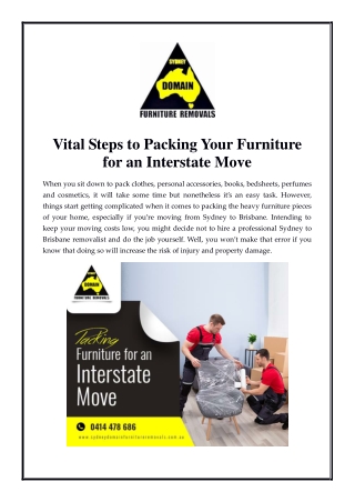 Vital Steps to Packing Your Furniture for an Interstate Move