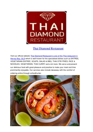5% Off - Thai Diamond Restaurant Hervey Bay Menu, QLD