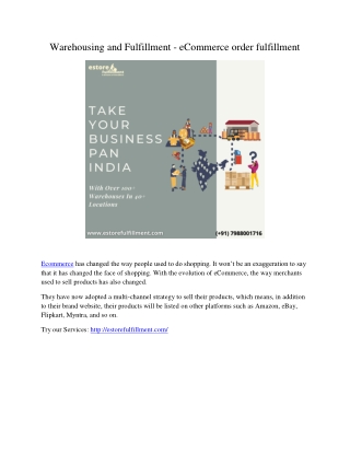 Warehousing and Fulfillment - eCommerce order fulfillment