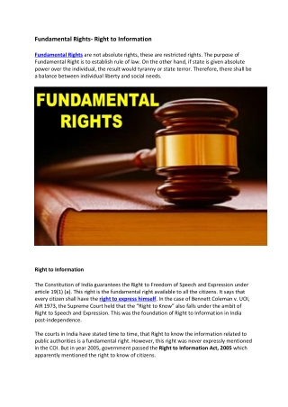 Fundamental Rights- Right to Information