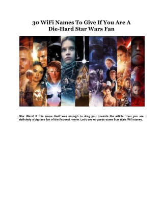 30 WiFi Names To Give If You Are A Die-Hard Star Wars Fan