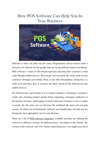 How POS Software Can Help You In Your Business