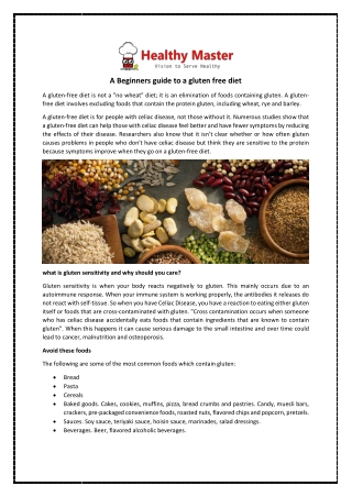 A Beginners guide to a gluten free diet