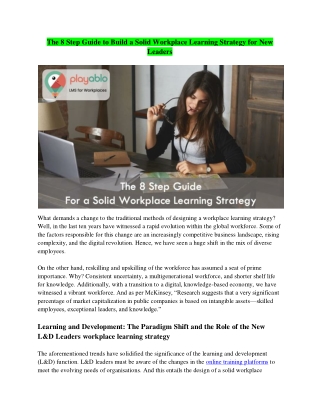 The 8 Step Guide to Build a Solid Workplace Learning Strategy for New Leaders