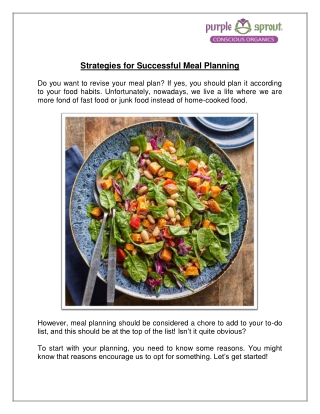 Strategies for Successful Meal Planning