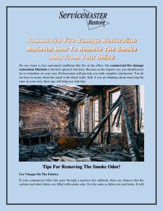 The Affordable Service of  Commercial Fire Damage Restoration in Marietta