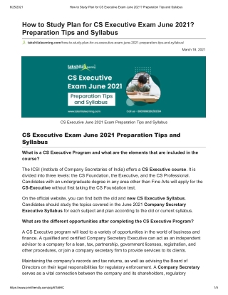 CS Executive Syllabus 2021&Preparation PDF