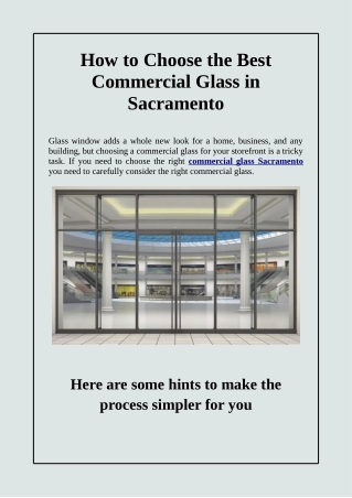 How to Choose the Best Commercial Glass in Sacramento