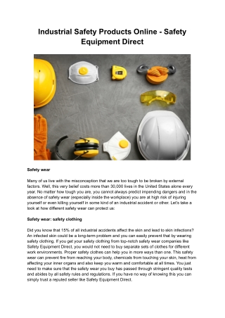 Industrial Safety Products Online - Safety Equipment Direct