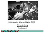 Criminalisation Human Rights MSM Warren Lindberg Ministry of Health New Zealand