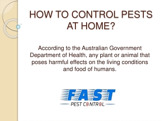 How To Control Pests At Home?