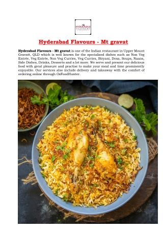 5% Off - Hyderabad Flavours Indian restaurant Menu Mt Gravat, QLD