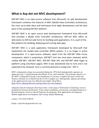 What is Asp dot net MVC development