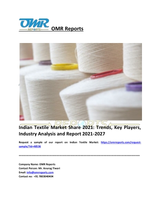 Indian Textile Market Size, Share, Impressive Industry Growth, Report 2027