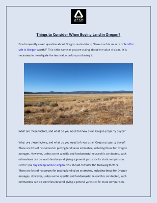 Things to Consider When Buying Land in Oregon