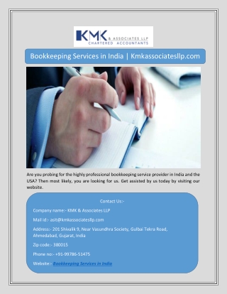 Bookkeeping Services in India | Kmkassociatesllp.com