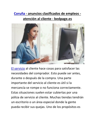Coruña.CUSTOMERSERVICEJOBS