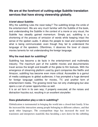 subtitle translation services