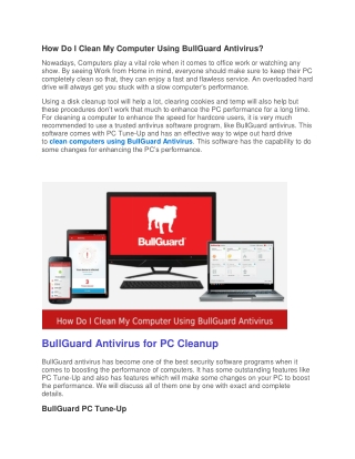 How Do I Clean My Computer Using BullGuard Antivirus?