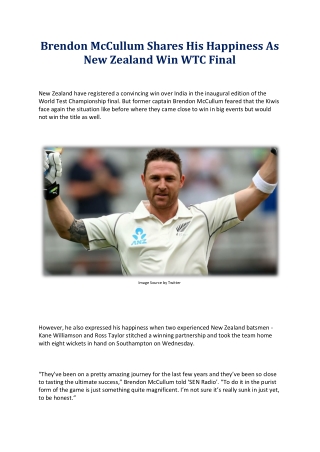 Brendon McCullum Shares His Happiness As New Zealand Win WTC Final