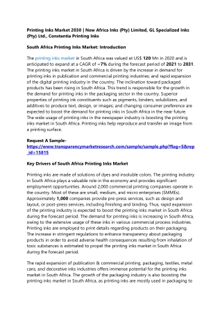 Printing Inks Market 2030 | New Africa Inks (Pty) Limited, GL Specialized Inks (