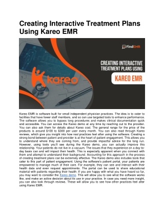 Creating Interactive Treatment Plans Using Kareo EMR