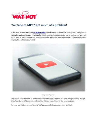 YouTube to MP3 Not much of a problem