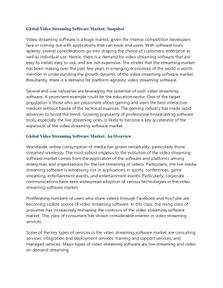 Video Streaming Software Market