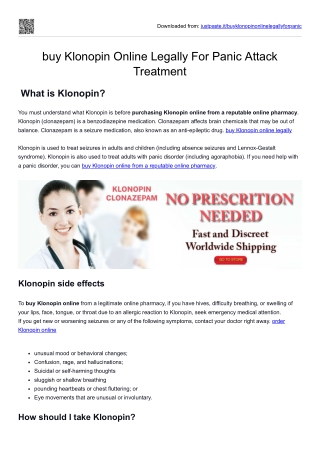 buy Klonopin Online Legally For Panic Attack Treatment