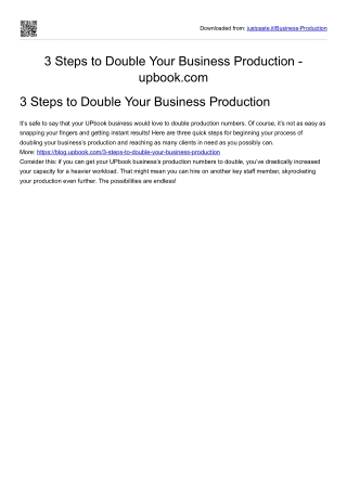 3 Steps to Double Your Business Production