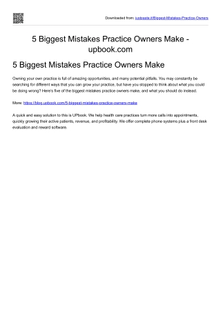 5 Biggest Mistakes Practice Owners Make