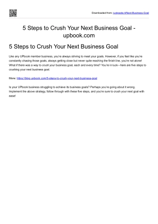 5 Steps to Crush Your Next Business Goal