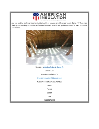 Attic Insulation in Davie, FL Americaninsulationco.com