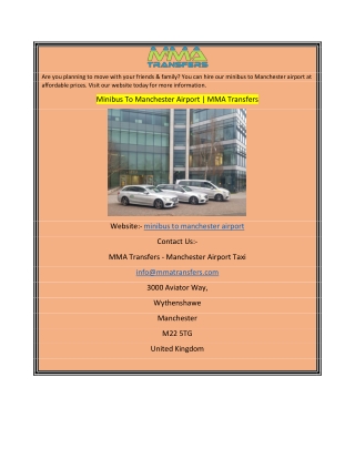 Minibus To Manchester Airport MMA Transfers