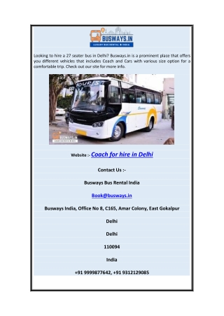 Coach for Hire in Delhi | Busways.in