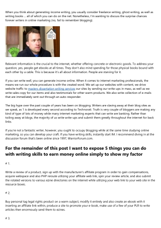 Independent Academic Essay Writers Make Money  On The Net