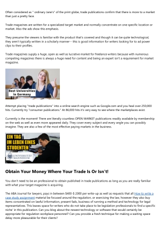 Trade Writing - for  Money! in 21st Century