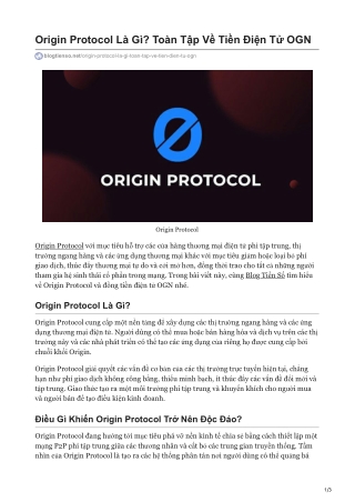 Origin Protocol Là Gì? Toàn Tập Về Tiền Điện Tử OGN