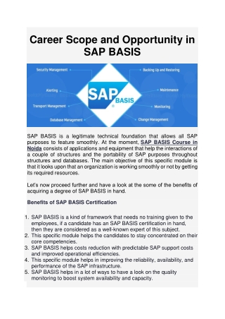 Career Scope and Opportunity in SAP BASIS