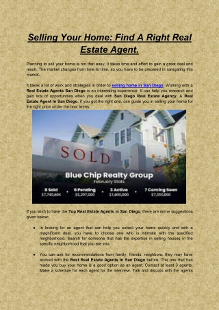 Selling Your Home Find A Right Real Estate Agent.