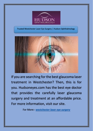 Trusted Westchester Laser Eye Surgery | Hudson Ophthalmology