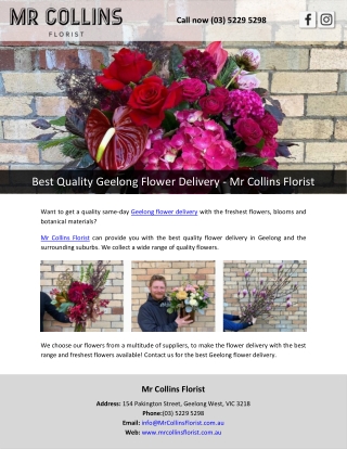 Best Quality Geelong Flower Delivery - Mr Collins Florist