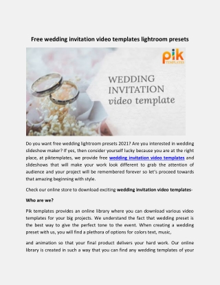 Free wedding invitation video templates lightroom presets