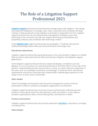 The Role of a Litigation Support Professional 2021