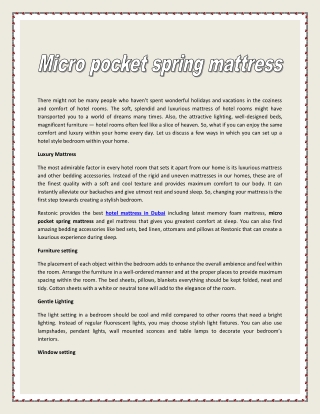 micro pocket spring mattress