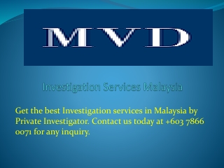 Investigation Services Malaysia