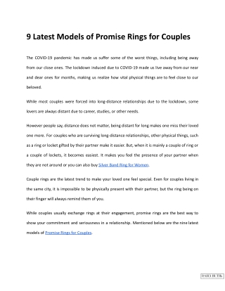 9 Latest Models of Promise Rings for Couples