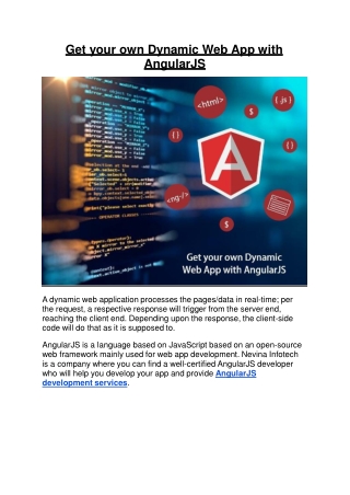 Get your own Dynamic Web App with AngularJS