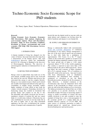 Techno Economic Socio Economic Scope For PhD Students - Phdassistance