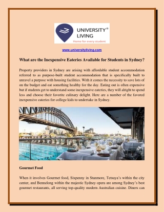 What are the Inexpensive Eateries Available for Students in Sydney